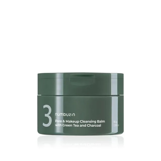 Numbuzin , No.3 Pore & Makeup Cleansing Balm With Green Tea And Charcoal -   نمبوزبن , بلسم تنظيف المسام والمكياج بالشاي الأخضر والفحم