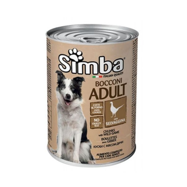 Simba dog wet food chunks with wild game