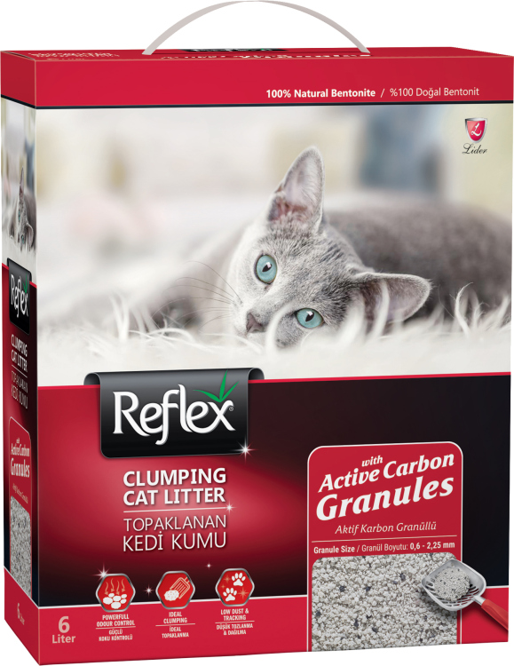 reflex clumping cat litter with active carbon 