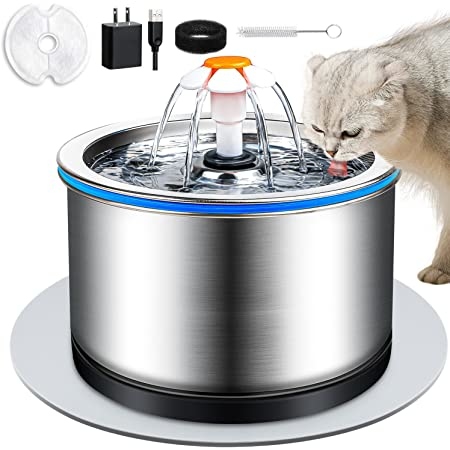 Cat Water Fountain Stainless Steel 84oz/2.5l Ultra-quiet