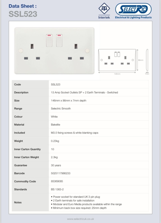 ابريز مزدوج 13A مع مفتاح 