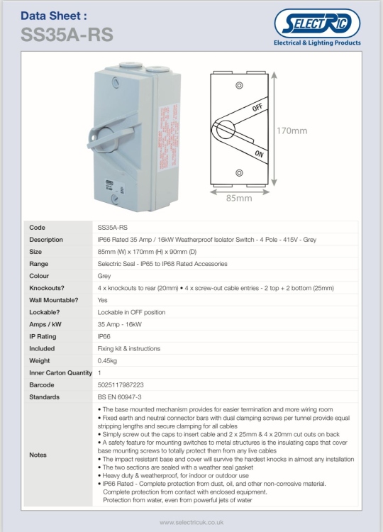 مفتاح أيزوليتر 4P - مطري A35