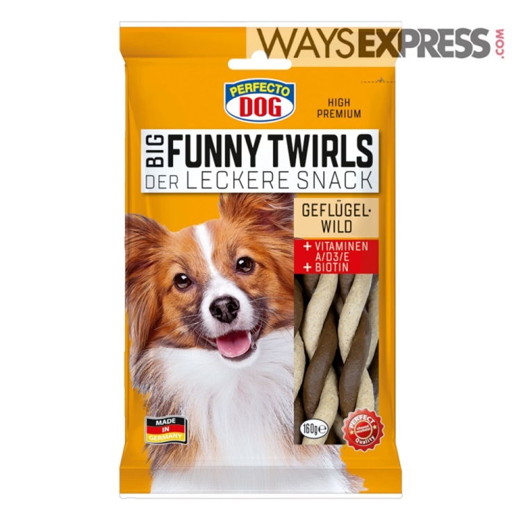 Perfecto Dog Big Funny Twirls Poultry & Beef 160g (10 pcs per cartoon)