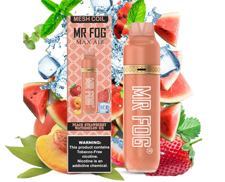 Mr. Fog Max Air Peach Strawberry Watermelon Ice, 3000 Puffs ,Disposable, Vape Device 