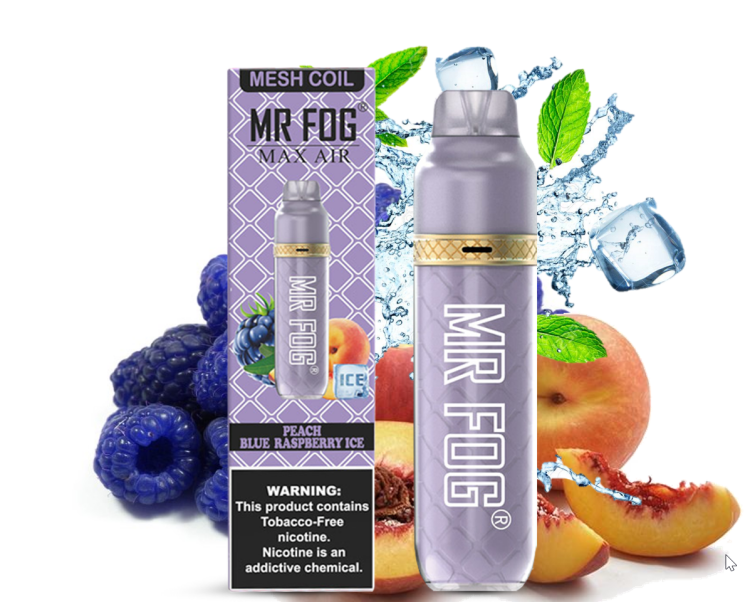 Mr. Fog Max Air Peach Blue Raspberry Ice, 3000 Puffs ,Disposable, Vape Device 