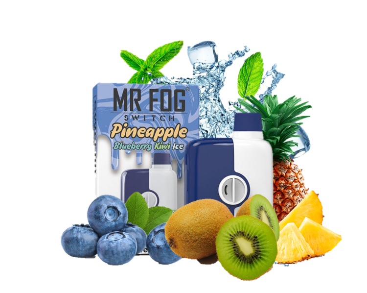 Mr. Fog  Switch Pineapple Blueberry Kiwi Ice, 5500 Puffs ,Rechargeable, Disposable, Vape Device 