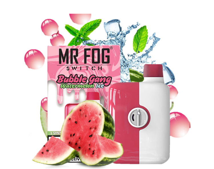 Mr. Fog Switch Watermelon Ice (Bubble Gang)  5500 Puff, Rechargeable, Disposable, Vape Device 