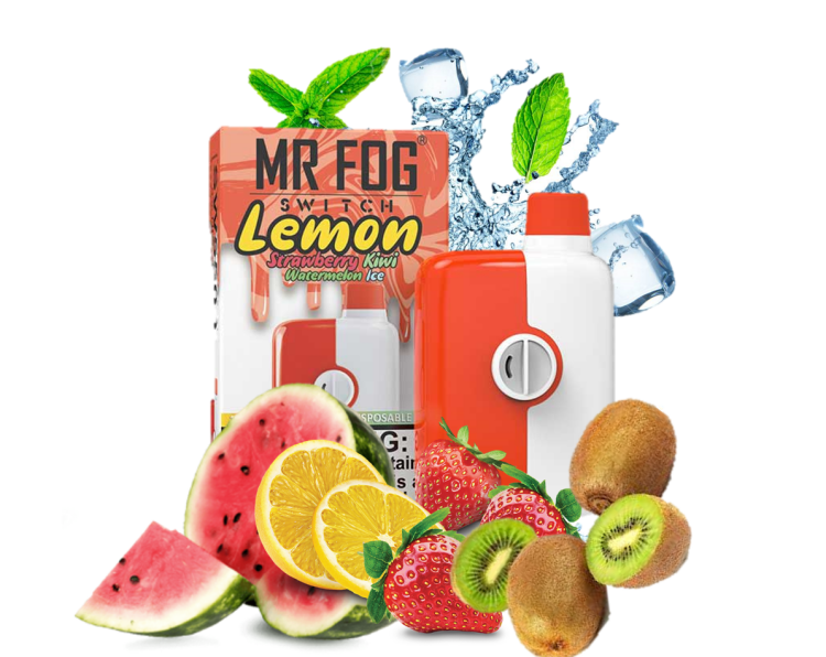 Mr. Fog Switch Lemon Strawberry Kiwi Watermelon Ice 5500 Puff, Rechargeable, Disposable, Vape Device 