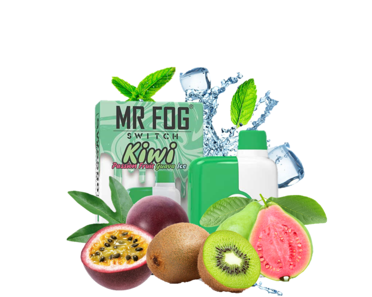 Mr. Fog Switch Kiwi Passion Fruit Guava Ice 5500 Puff, Rechargeable, Disposable, Vape Device 