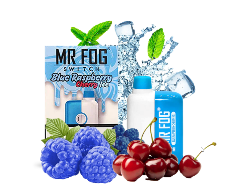 Mr. Fog Switch Blue Raspberry Cherry Ice 5500 Puff, Rechargeable, Disposable, Vape Device 