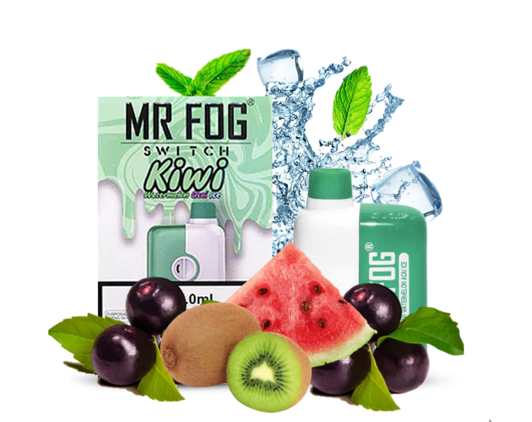 Mr. Fog Switch Kiwi Watermelon Acai Ice 5500 Puff, Rechargeable, Disposable, Vape Device 