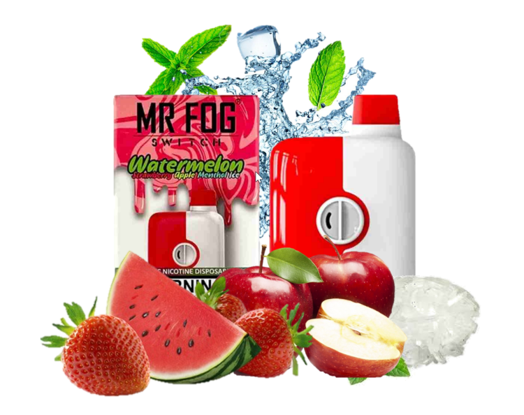 Mr. Fog Switch Watermelon Strawberry Apple Menthol Ice 5500 Puff, Rechargeable, Disposable, Vape Device 