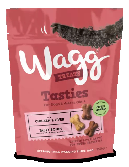 wagg treats tasty chunks with chicken,ham&beef