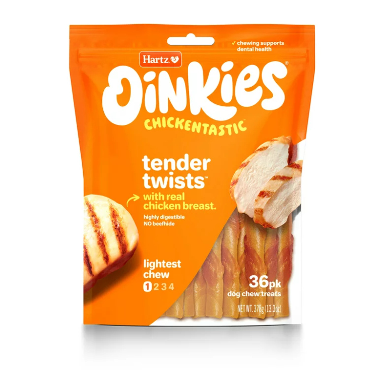 Hartz Oinkies Rawhide-Free Tender Treats For Dogs, Chicken (36 Count)