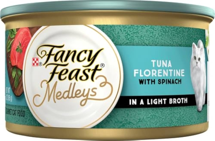 fancy feast tuna florentine with spinach in a light broth