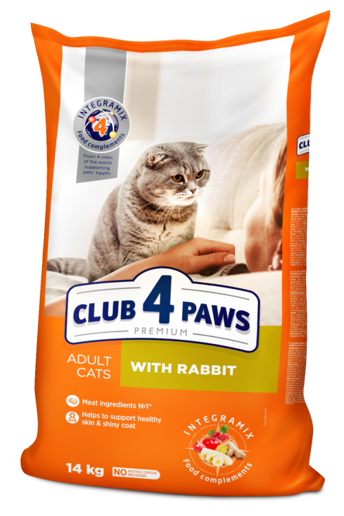 Club 4 paws دراي فود للقطط البالغة بطعم الأرانب 