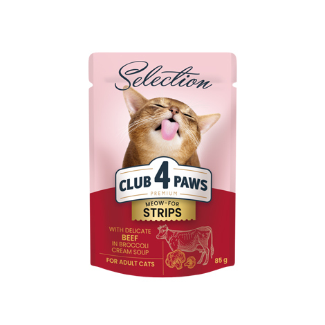 Club 4 paws  شرائح لحم البقر في حساء البروكلي الكريمي