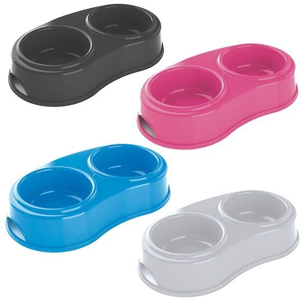 Georplast plastic double anti-slip pet bowl curve