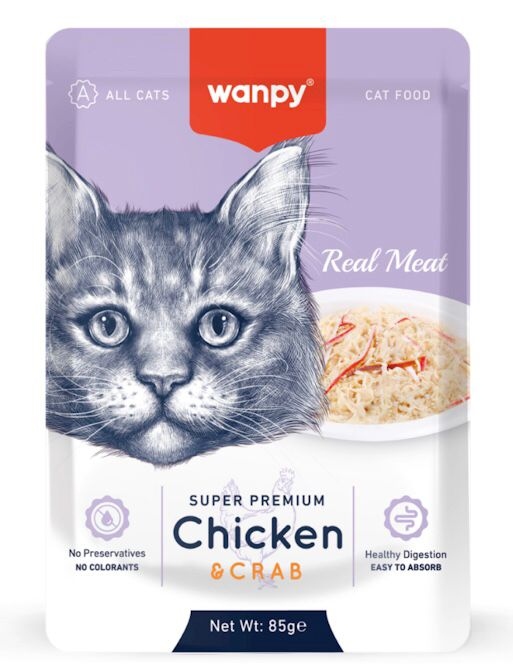 Wanpy cat wet food with chicken & crab