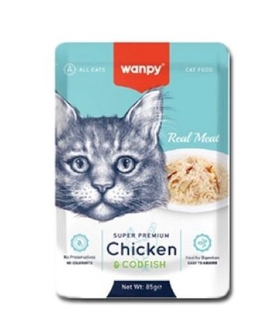 Wanpy cat wet food with chicken & codfish