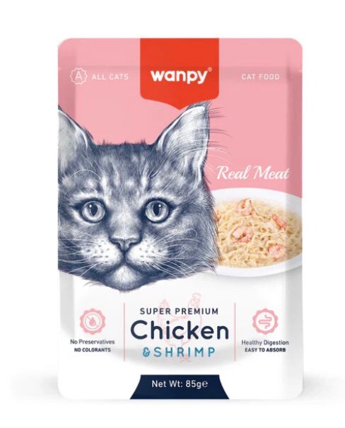 Wanpy cat wet food with chicken & shrimp