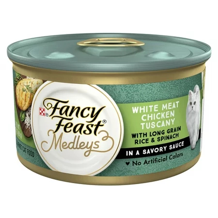 fancy feast white meat chicken tuscany with rice&spinach in savory sauce