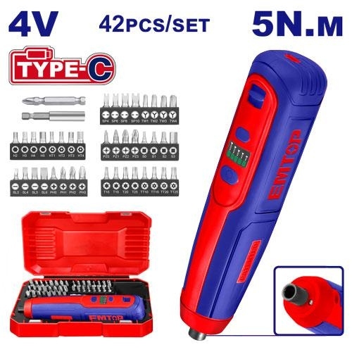مفك شحن 40 قطعه 4 V مع شنته بلاستيكECSR0406 Type-C