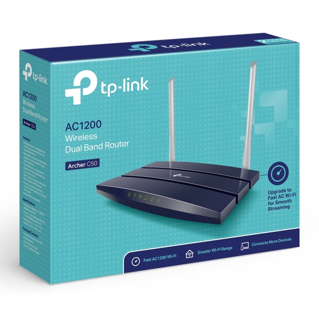 TP LINK WIRLESS DUAL ROUTER ARCHER C50 AC1200 ( 4ANTINA )