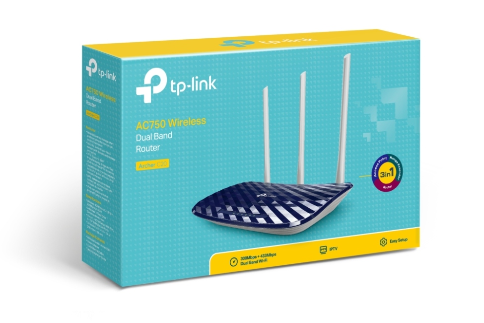 TP LINK WIRLESS DUAL BAND ROUTER C20 AC750 ( 3ANTINA )