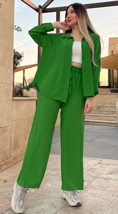 Drop Shoulder Blouse & Wide Leg Pants