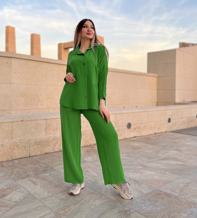 Drop Shoulder Blouse & Wide Leg Pants