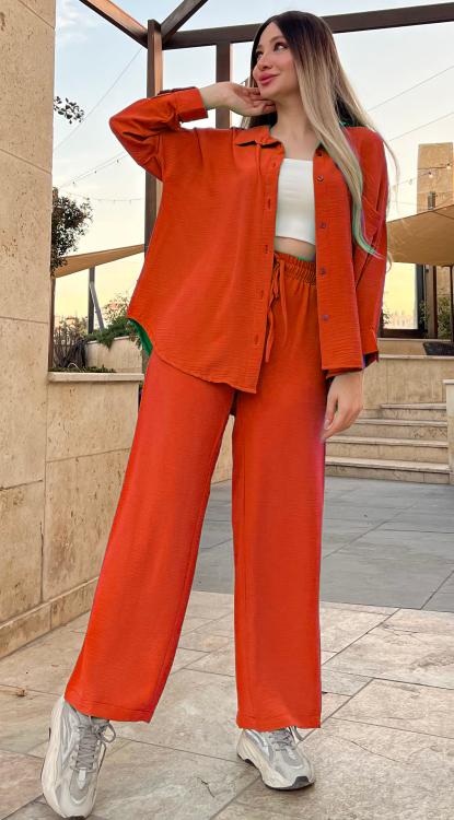 Drop Shoulder Blouse & Wide Leg Pants