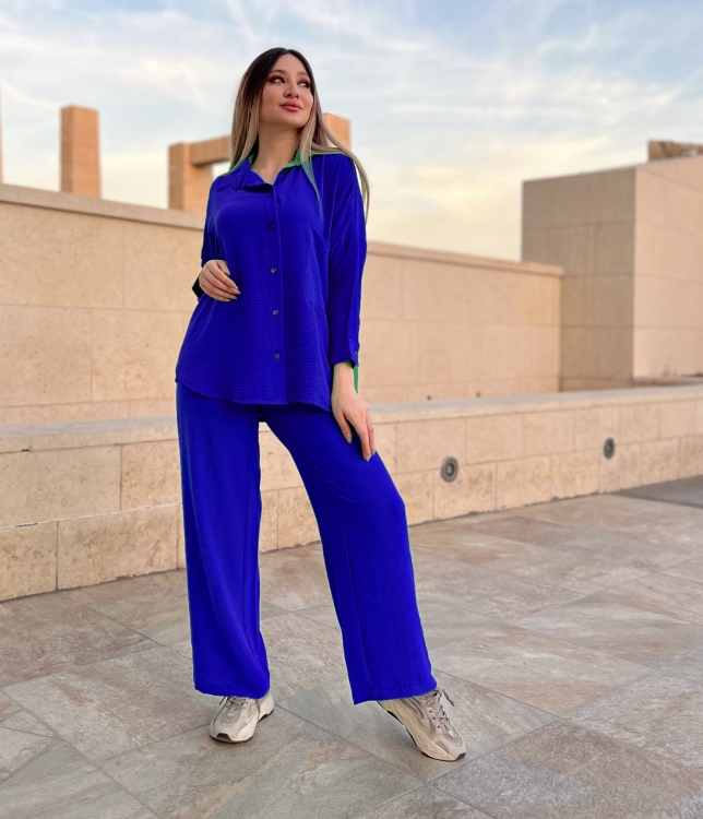 Drop Shoulder Blouse & Wide Leg Pants