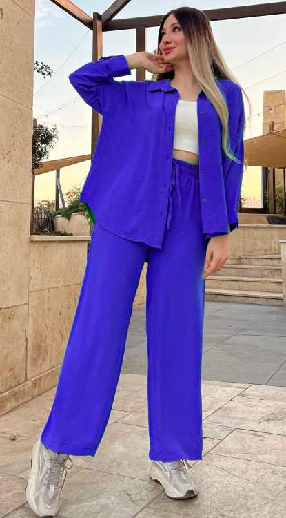 Drop Shoulder Blouse & Wide Leg Pants