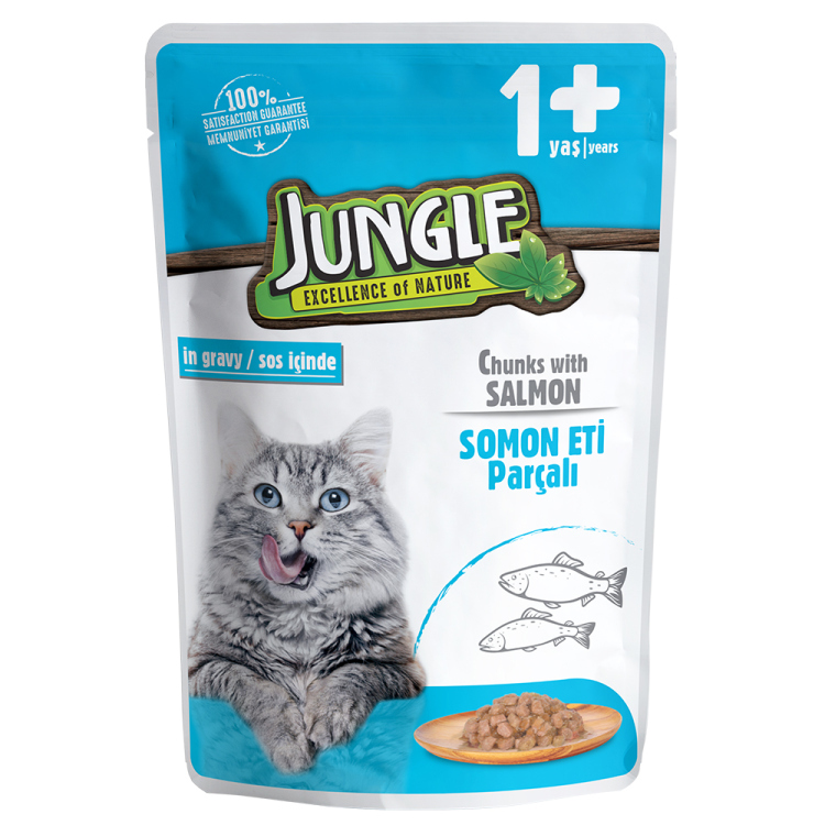 jungle wet food for cats chunks with salmon