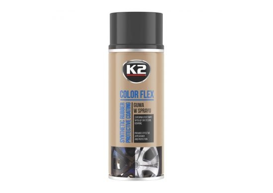 دهان مطاطي لون اسود مطفي  قابل للازالة K2 COLOR FLEX BLACK MATT 400 ML