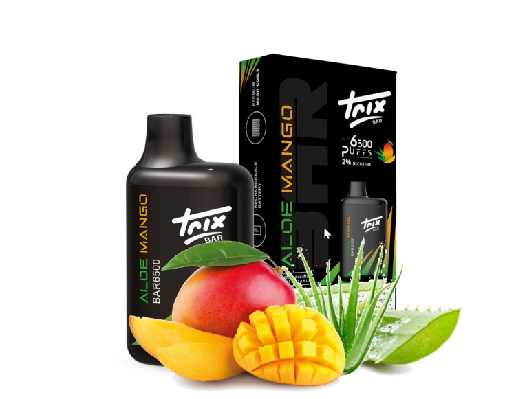 Trix Bar  Aloe Mango, 6500 Puffs, Rechargeable, Disposable Vape 