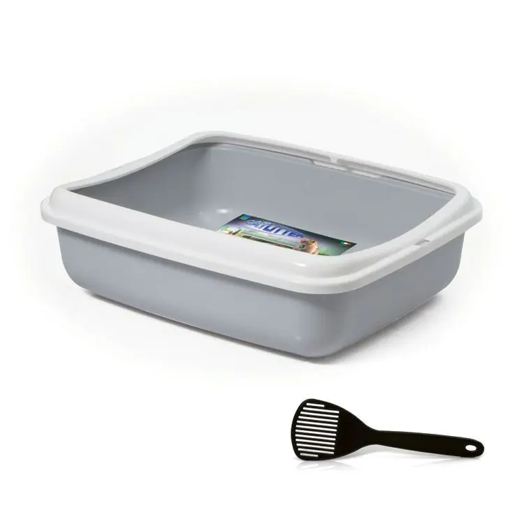 Large rectangular cat litter box with scoop 50x40cm