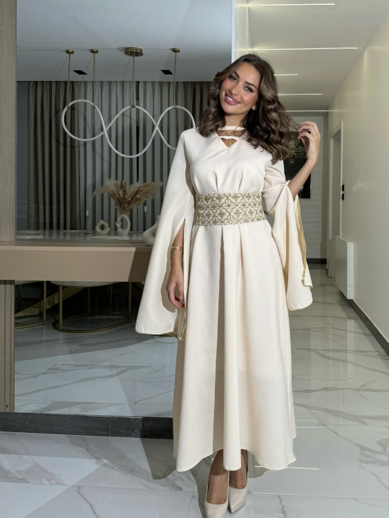 جلابية اسيا   Open Sleeve Belted Jalabiya