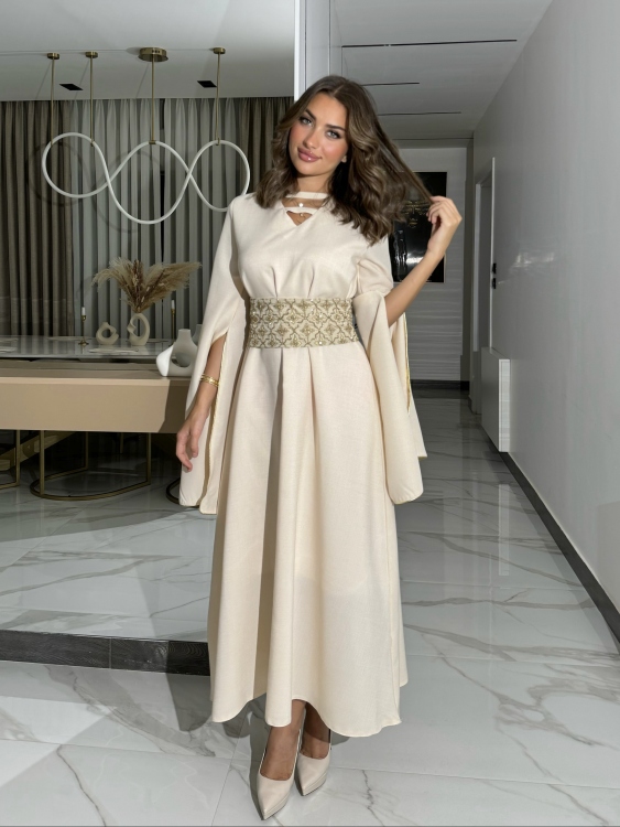 جلابية اسيا   Open Sleeve Belted Jalabiya