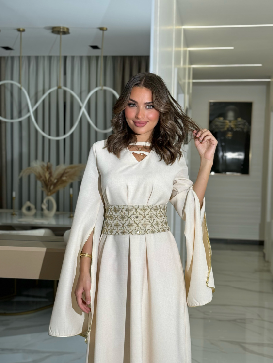 جلابية اسيا   Open Sleeve Belted Jalabiya