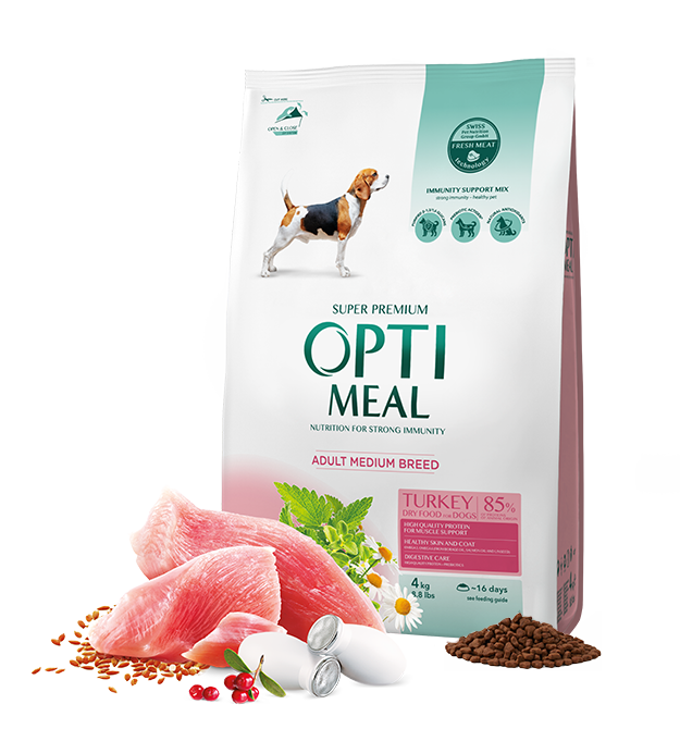 Opti meal Dry For Adult Dogs Of Medium Breeds Turkey(16+4) 20kg