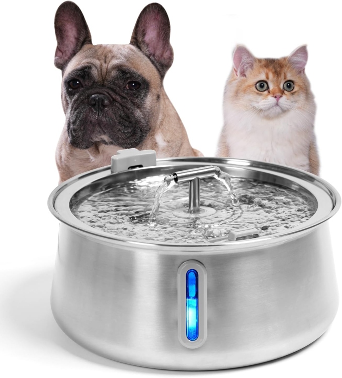 4L Stainless Steel  Cat Fountain Visible water level Cats Water Fountain Ultra Quiet Pump Automatic Pet Cats Dog Fountain