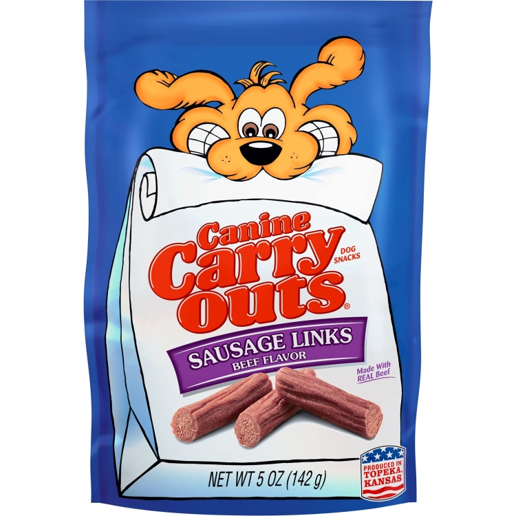 canine carry outs sausage links beef flavor 