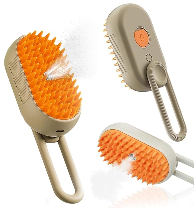 Cat Steam Brush, 3 In1 Cat Steamy Brush, Self Cleaning Spray Comb for Cats Massage Shedding, Rechargeable Steaming Cat Grooming Brush for Removing Tangled and Loose Hair