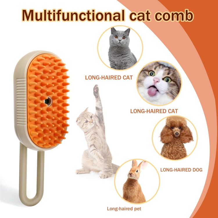 Cat Steam Brush, 3 In1 Cat Steamy Brush, Self Cleaning Spray Comb for Cats Massage Shedding, Rechargeable Steaming Cat Grooming Brush for Removing Tangled and Loose Hair