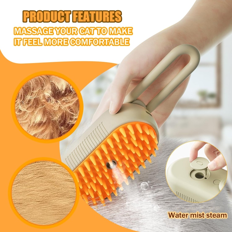 Cat Steam Brush, 3 In1 Cat Steamy Brush, Self Cleaning Spray Comb for Cats Massage Shedding, Rechargeable Steaming Cat Grooming Brush for Removing Tangled and Loose Hair