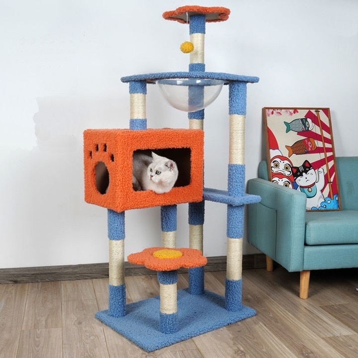 Cat scratcher 135cm*60*40 pink and blue