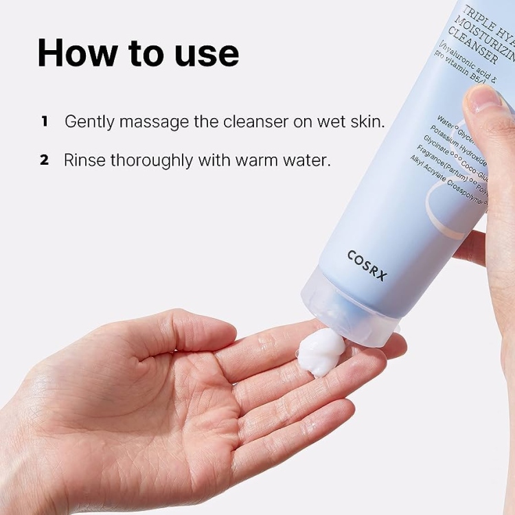 Cosrx Hydrium Triple Hyaluronic Moisturizing Cleanser غسول الهايلرونيك اسد المرطب للبشرة 