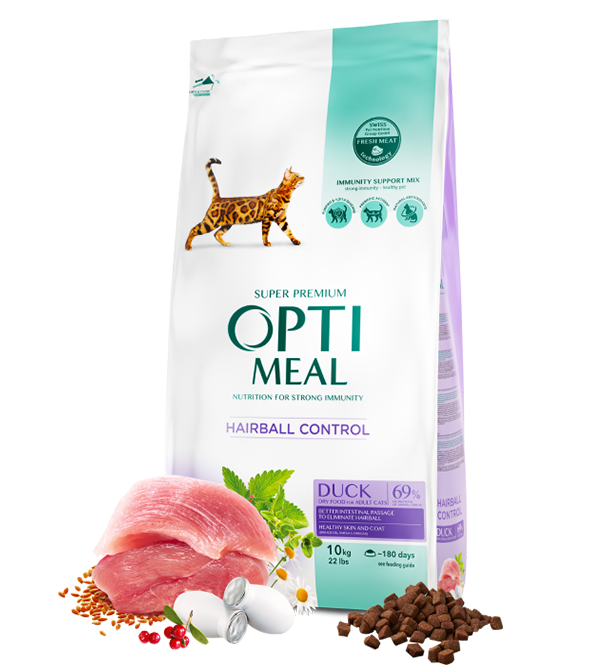 Opti meal Adult Cats Hairball Control Duck 10kg